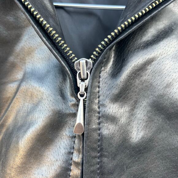 Vintage Leather Y2K Moto Biker Vest Grunge 90s Top Full Zip Medium Layering - Picture 6 of 12